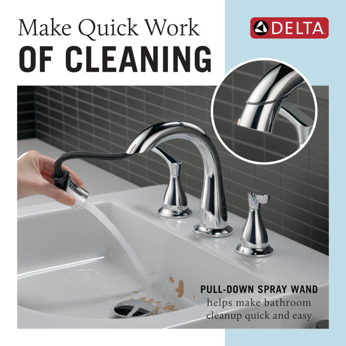 Delta Broadmoor Widespread Pull Out Sprayer Bathroom Faucet, 2handle